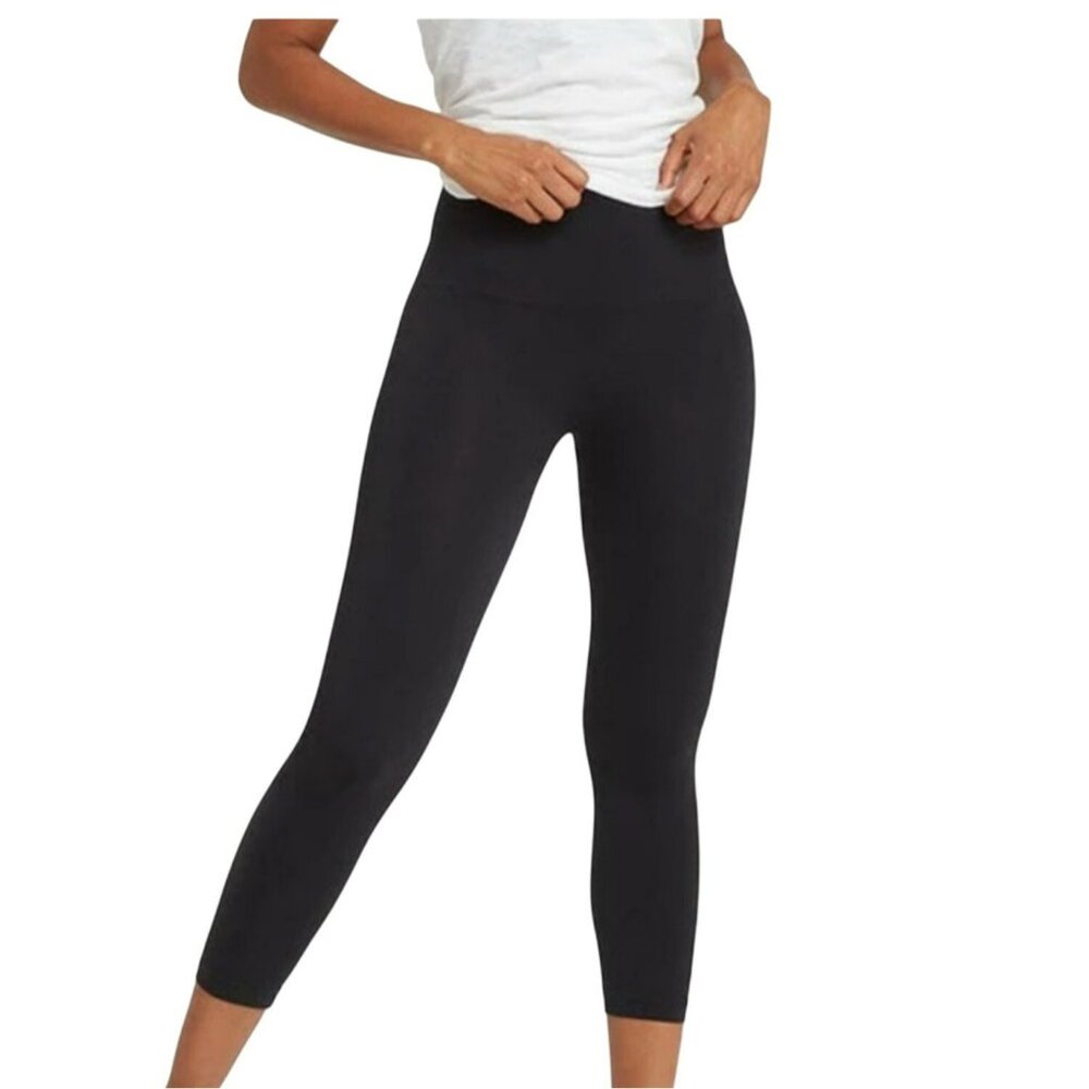 Spanx Womens S/P Black Ankle-Length Leggings